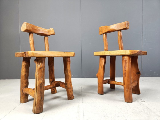Image 1 of Set van 6 Brutalistische Eetkamerstoelen