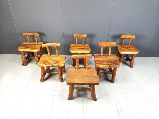 Set van 6 Brutalistische Eetkamerstoelen