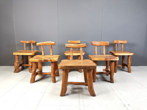 Set van 6 Brutalistische Eetkamerstoelen