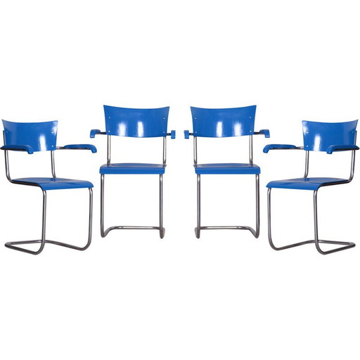 Vintage Bauhaus fauteuil in beuken en verchroomd staal van Mart Stam, Duitsland 1930