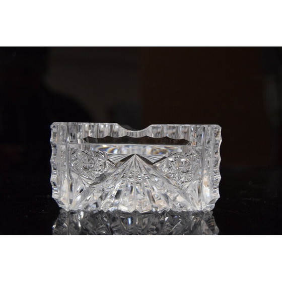 Image 1 of Paar vintage asbakken van geslepen kristal, Tsjecho-Slowakije 1960