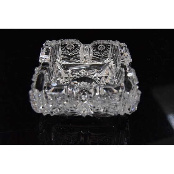 Image 1 of Paar vintage asbakken van geslepen kristal, Tsjecho-Slowakije 1960