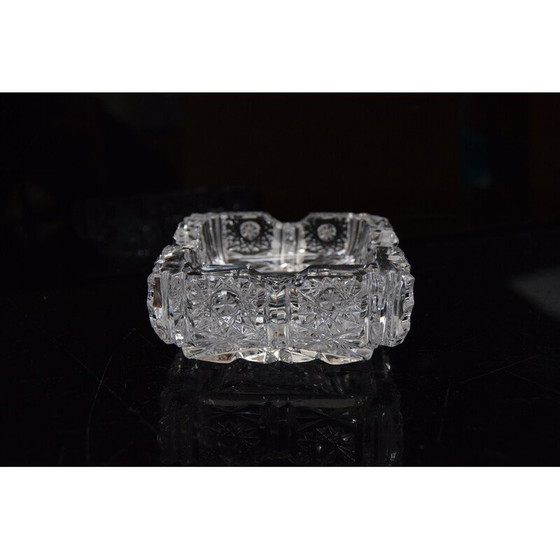 Image 1 of Paar vintage asbakken van geslepen kristal, Tsjecho-Slowakije 1960