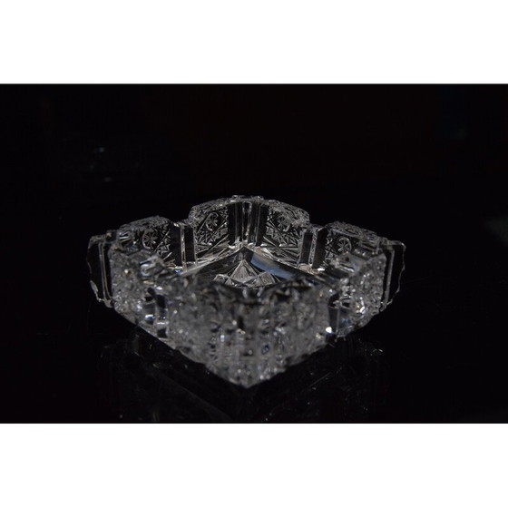 Image 1 of Paar vintage asbakken van geslepen kristal, Tsjecho-Slowakije 1960