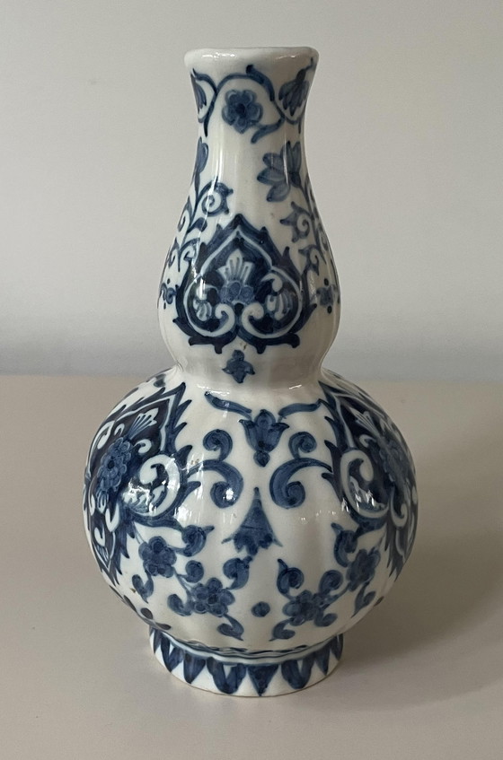 Image 1 of Koninklijke Tichelaar Makkum - Blauw witte dubbele kalebas vaas