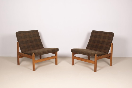 Image 1 of 2X Jørgen Bækmark Loungestoelen Model J84, 1971 Fdb, Denemarken