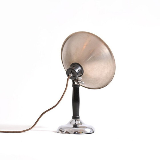 Image 1 of Vintage industriële tafellamp van metaal en chroom, 1930