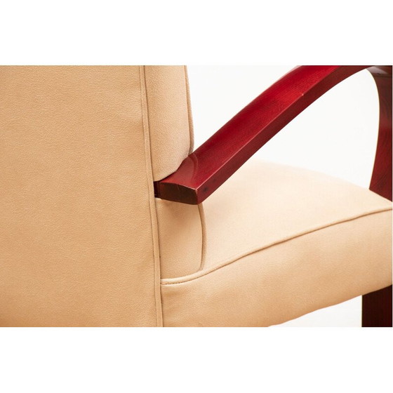 Image 1 of Paar vintage Franse art deco fauteuils in faus suède