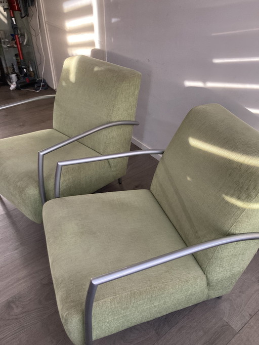 2X Grasgroene Montel Sue Fauteuils