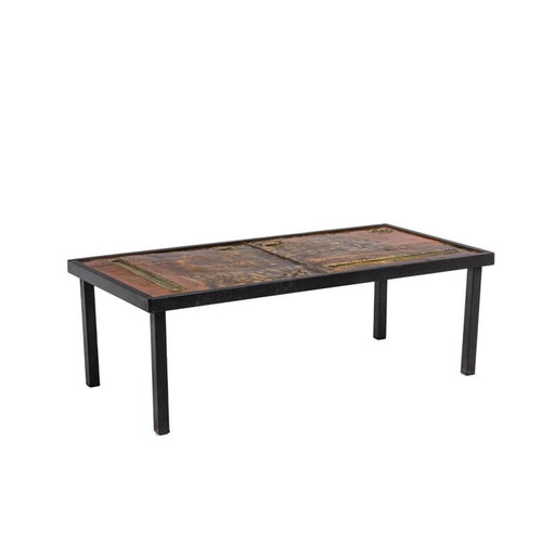 Vintage lava en metalen salontafel door Robert en Jean Cloutier, 1950
