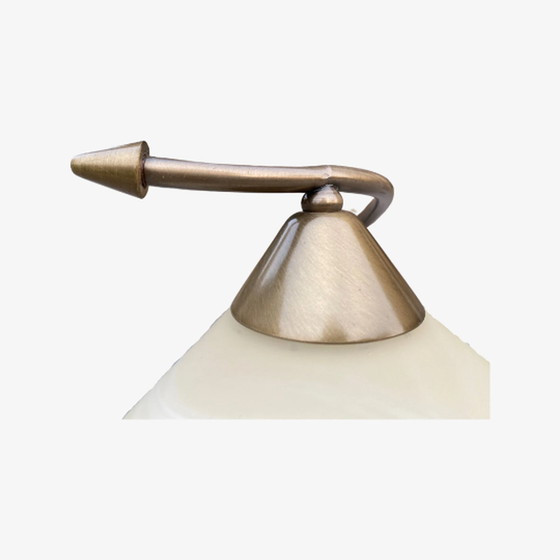 Image 1 of Vintage lamp van albast glas en messing voet