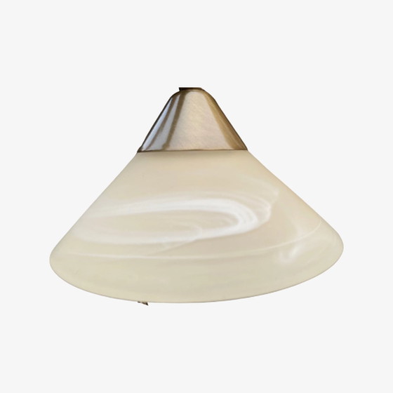 Image 1 of Vintage lamp van albast glas en messing voet