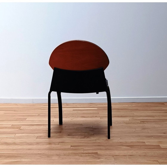 Image 1 of Vintage vergaderstoel model 461 in hout en stof van Strafor