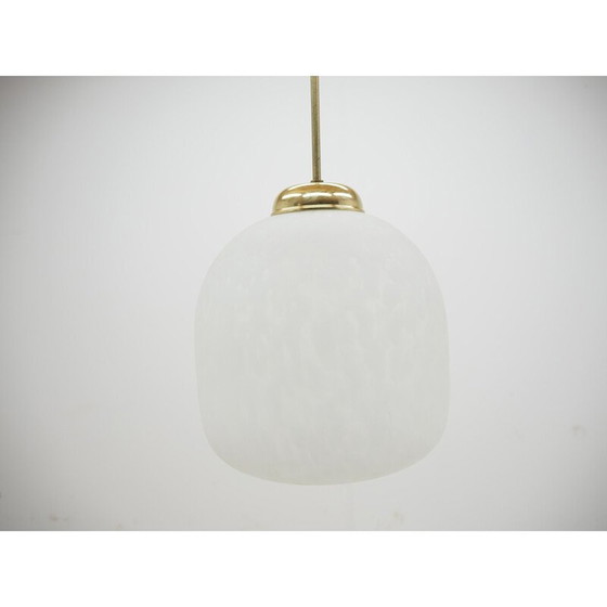 Image 1 of Mid century kroonluchter van glas en messing, jaren 1970