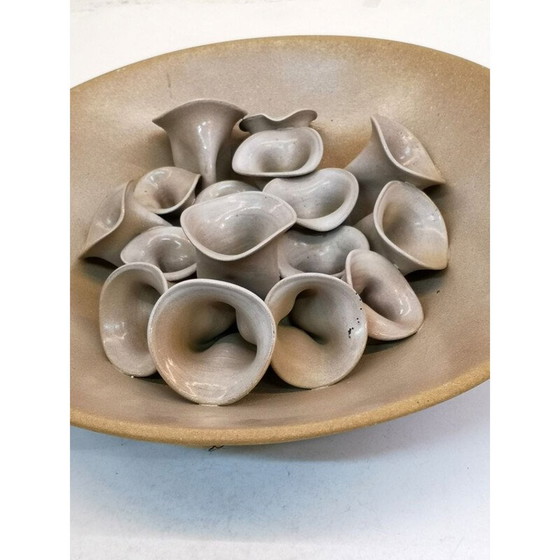 Image 1 of Vintage keramische wandplaquette met bloemmotieven, 1980