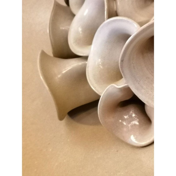 Image 1 of Vintage keramische wandplaquette met bloemmotieven, 1980