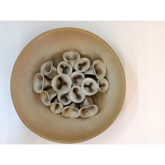 Image 1 of Vintage keramische wandplaquette met bloemmotieven, 1980