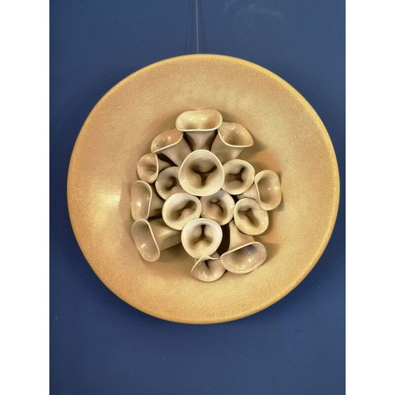 Image 1 of Vintage keramische wandplaquette met bloemmotieven, 1980