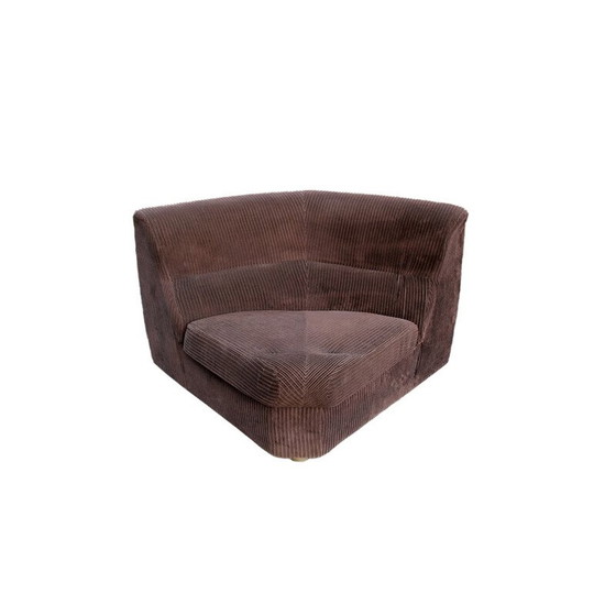 Image 1 of Vintage hoekstoel in bruin fluweel, 1970