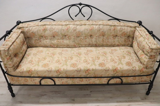 Image 1 of Antieke ijzeren sofa, eind 19e eeuw