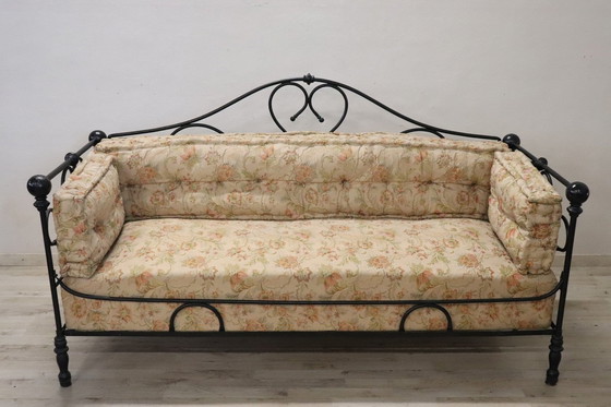 Image 1 of Antieke ijzeren sofa, eind 19e eeuw