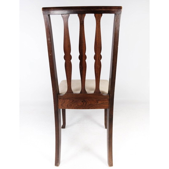 Image 1 of Set van 4 vintage eetkamerstoelen van rozenhout en bekleed met lichte stof, jaren 1920