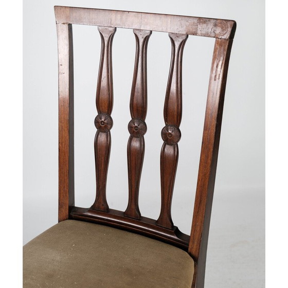 Image 1 of Set van 4 vintage eetkamerstoelen van rozenhout en bekleed met lichte stof, jaren 1920