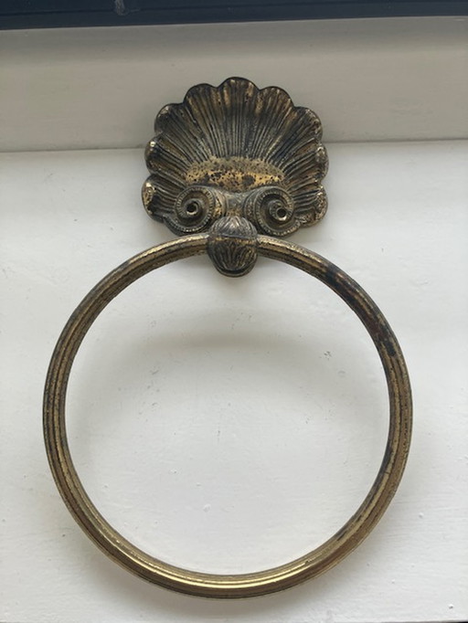 Unieke Vintage Messing Handdoekring (Ophanghaak) / Unique Vintage Brass Towel Ring (Hanging Hook)