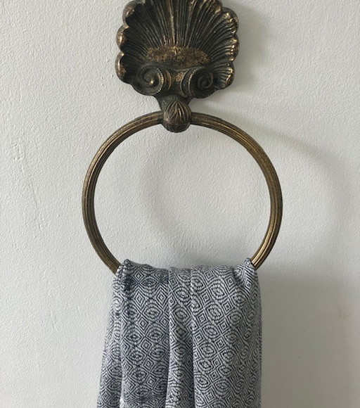 Unieke Vintage Messing Handdoekring (Ophanghaak) / Unique Vintage Brass Towel Ring (Hanging Hook)