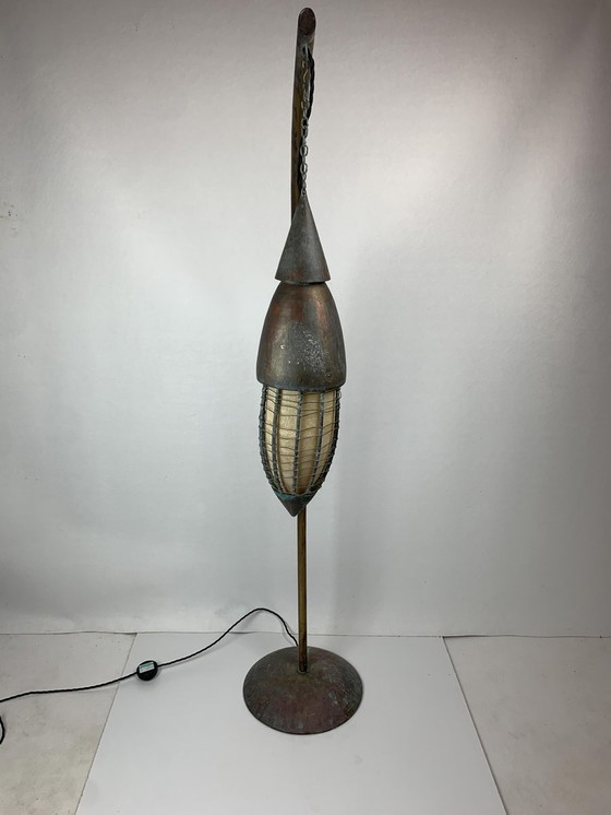 Image 1 of Stalen vloerlamp met lantaarn