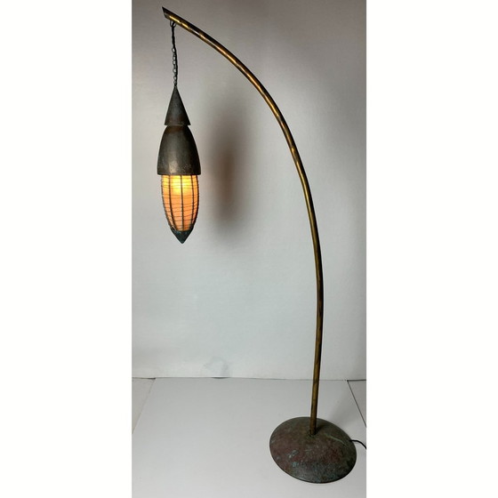 Image 1 of Stalen vloerlamp met lantaarn