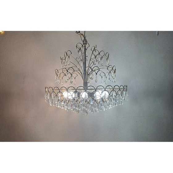 Image 1 of Vintage Italiaanse kristallen kroonluchter, jaren 1960