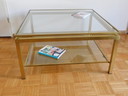 Moderne Design salontafel glas en messing