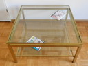 Moderne Design salontafel glas en messing