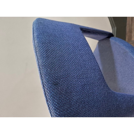 Image 1 of Vintage stoel in blauwe wol en verchroomd metaal, 1970