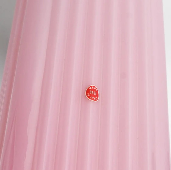 Image 1 of 2x Vintage Italiaanse design roze glazen hanglampen