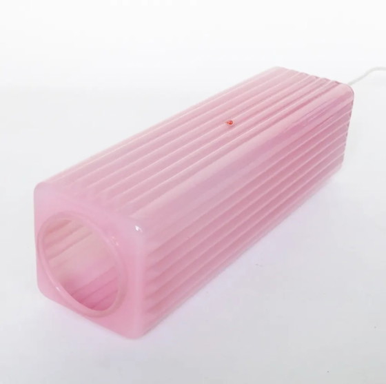 Image 1 of 2x Vintage Italiaanse design roze glazen hanglampen