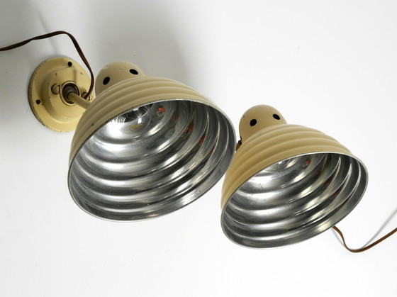 Image 1 of Paar originele industriële 1950 metalen scharnierwerkplaats wand- of plafondlampen van Helo Leuchten Duitsland