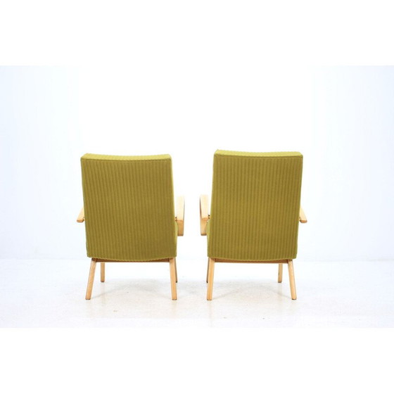 Image 1 of Paar groene fauteuils in eikenhout