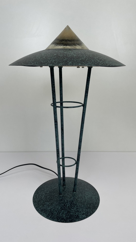 Image 1 of Vintage Herda staande ufo lamp metaal met dimmer 