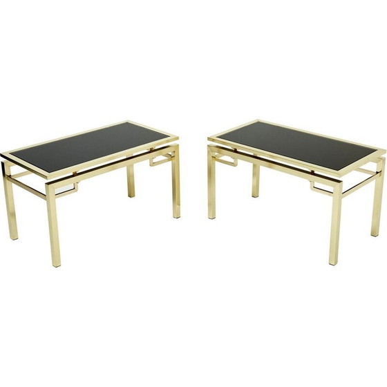 Image 1 of Paar vintage messing bijzettafels van Guy Lefevre voor Maison Jansen, 1970