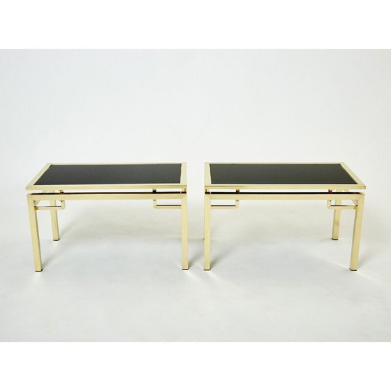 Image 1 of Paar vintage messing bijzettafels van Guy Lefevre voor Maison Jansen, 1970