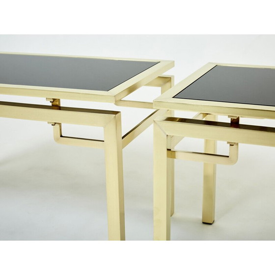 Image 1 of Paar vintage messing bijzettafels van Guy Lefevre voor Maison Jansen, 1970