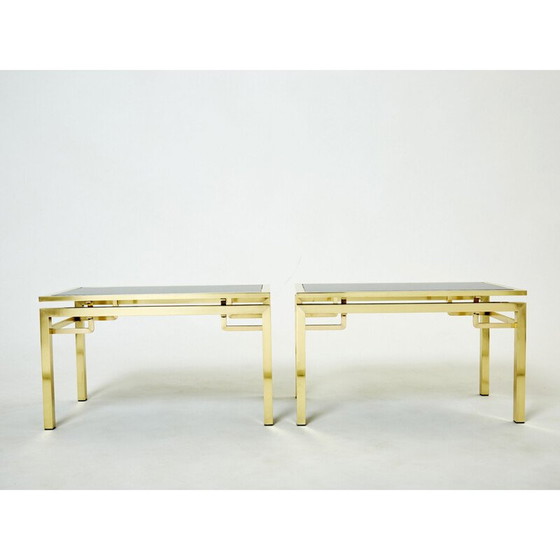 Image 1 of Paar vintage messing bijzettafels van Guy Lefevre voor Maison Jansen, 1970