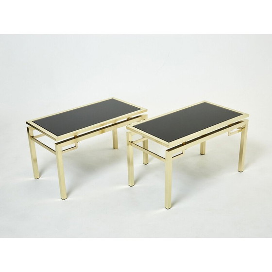 Image 1 of Paar vintage messing bijzettafels van Guy Lefevre voor Maison Jansen, 1970