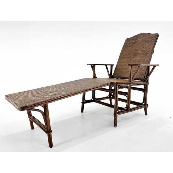 Image 1 of Vintage Art Deco stoel van bamboe en riet, Frankrijk