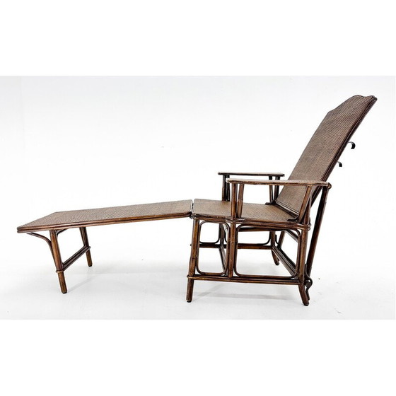 Image 1 of Vintage Art Deco stoel van bamboe en riet, Frankrijk