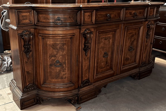 Image 1 of Grunderzeit Dressoir Walnoot - Set Van 2 - 1880