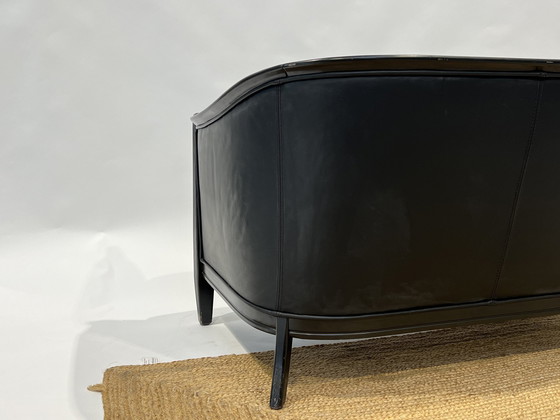 Image 1 of Giorgetti Black Leather Sofa