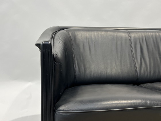 Image 1 of Giorgetti Black Leather Sofa